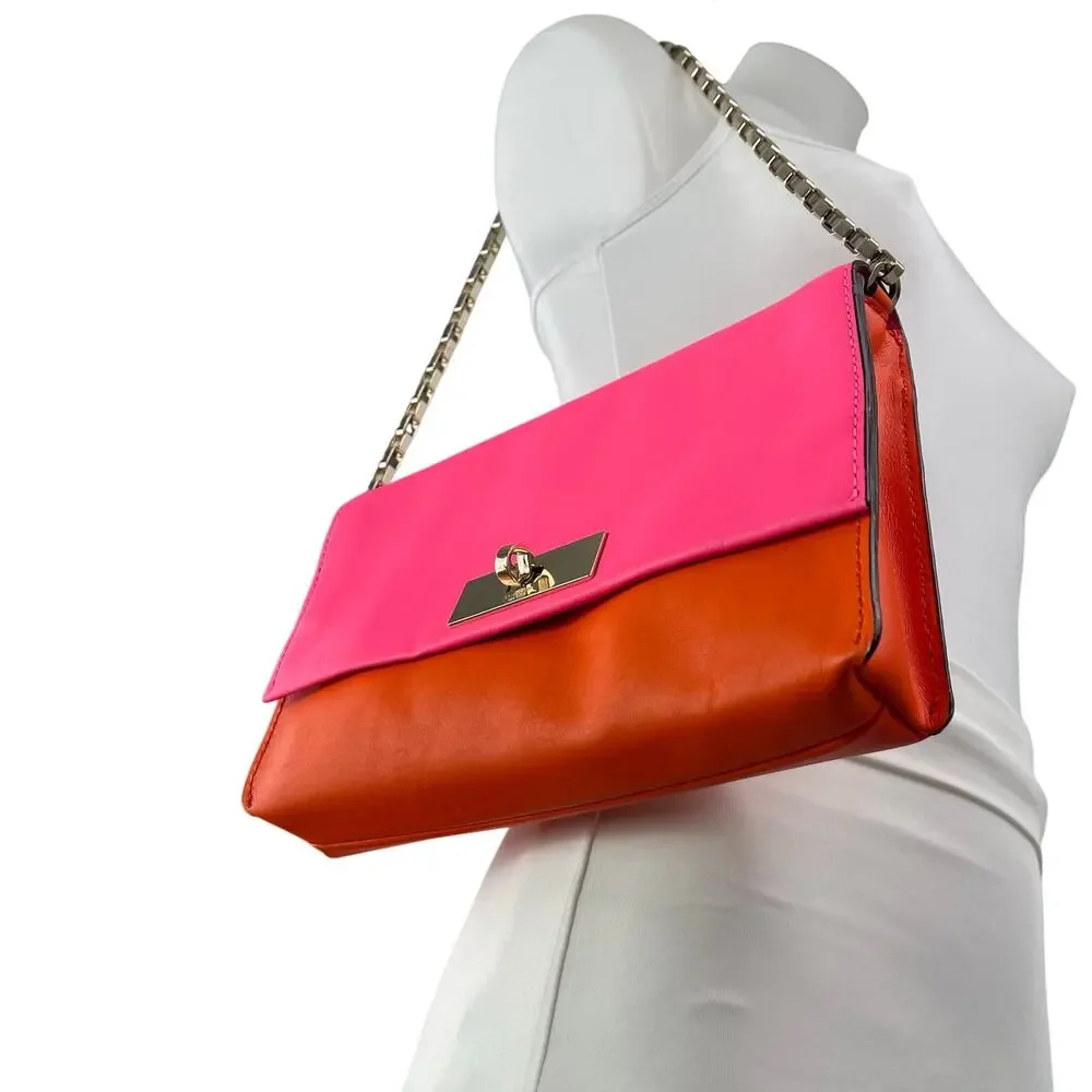 Kate Spade Lincoln Square Garret Leather Colorblock Chain Shoulder Handbag OS